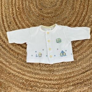 Baby White Button-Front Cotton Top with Yellow Accents